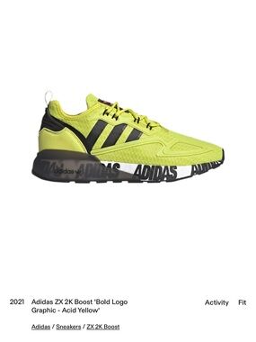 adidas ZX 2K Boost Men's Sneakers - Acid Yellow/Black